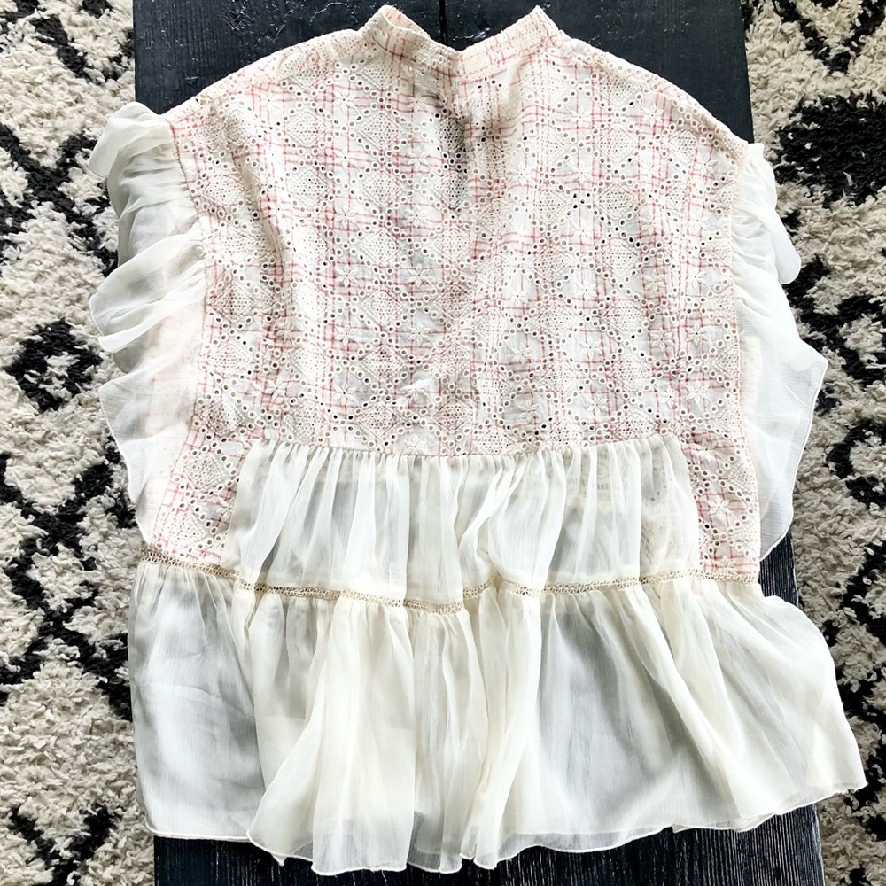 Anthropologie Akemi + Kin Boho Eyelet Ruffle Top - Picture 13 of 13